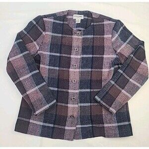 ALFRED DUNNER - WOMEN S BLUE & PURPLE PLAID BLAZER JACKET - SIZE 10P